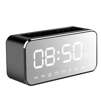 

Portable Bluetooth Speaker with FM Radio Time Alarm Clock MP3 Player Mirror LED Stereo Speakers TB Sale