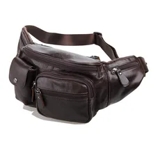 Nesitu High Quality Vintage Coffee 100% Guarantee Real Genuine Leather Men Waist Bags Women Cowhide #M7210
