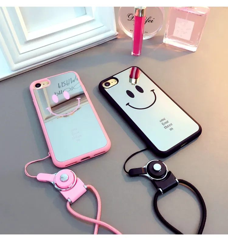 

Soft Silicon Cover Case For iPhone X 7 7plus Luxury Letter Pink Nice Mirror Phone Cases For iPhone 8 Plus 6 6s 5s SE Smile Cell