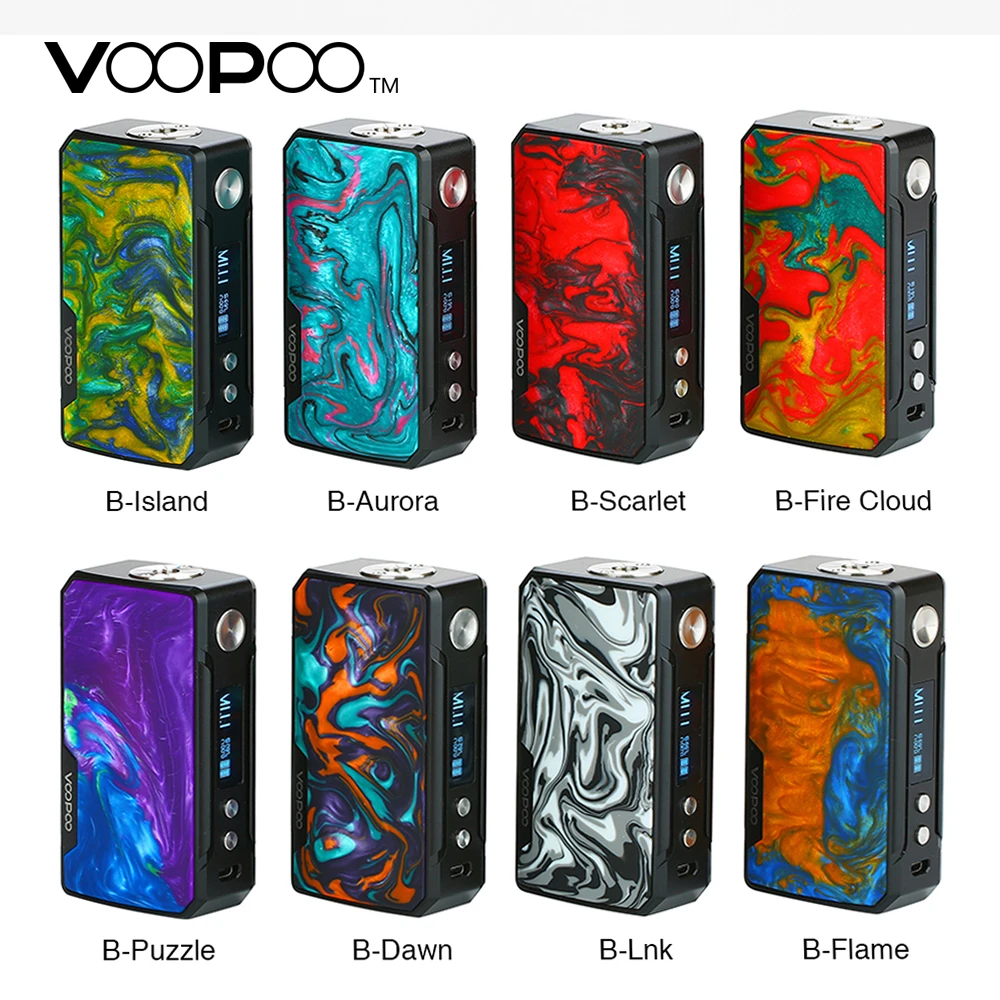 D'origine VOOPOO GLISSER 157 W boîte de tc MOD contrôle de la température E Cigarette 157 W 18650 boîte mod Vaporisateur Pro 0.05-3.0 bobine vs Glisser 2/Mini - 3