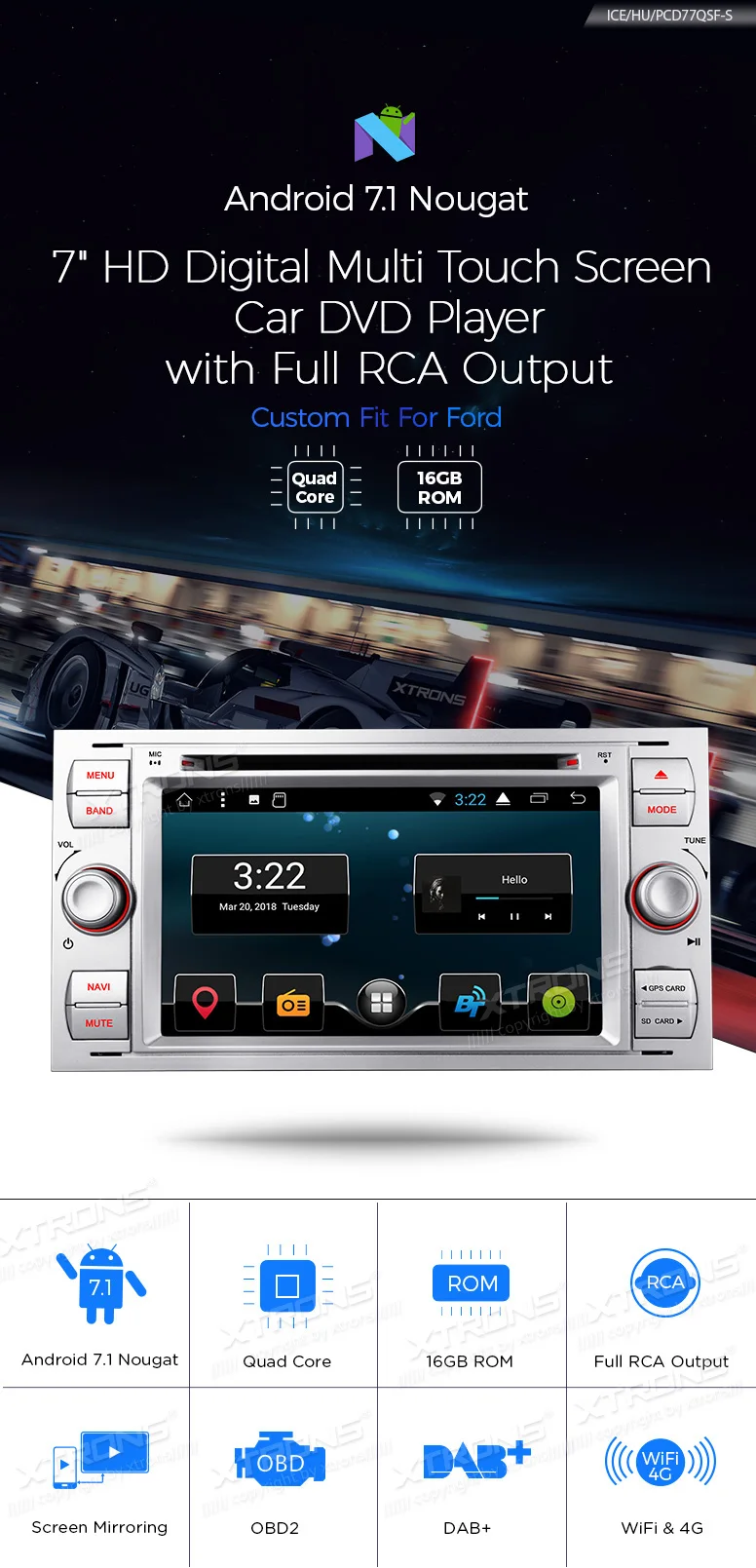 Flash Deal 7" HD Android 7.1 Digital Multi Touch Screen Car DVD Player GPS for Ford Focus II C-Max S-Max Kuga Fusion Tramsit Fiesta 0
