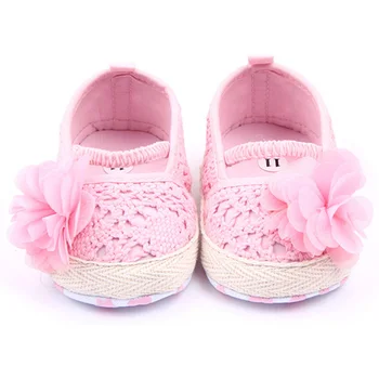 

Baby Girls Flower Princess Knittng Crocheted Crib Shoes Infant Toddler Pre walker Summer Shoes