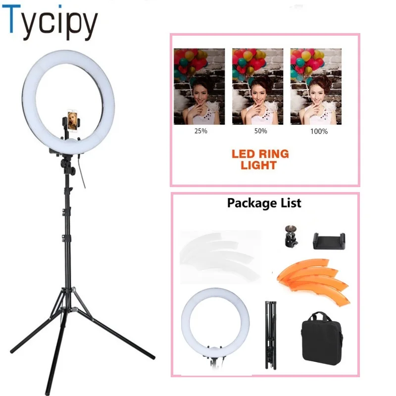 

Tycipy 18-inch Ring Light LED Photography Daylight Studio Video Photo Light For DSLR Nikon Canon Smartphone Camera with Tripod