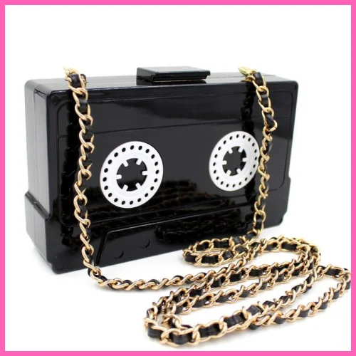 Audiotape design personalized transparent tape cassettes clutch evening