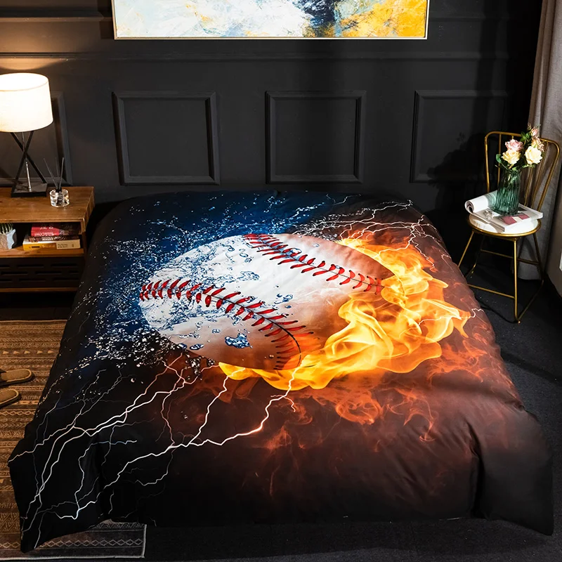 3D Football Printing Bedding Set Baseball Soccer Basketball Pattern Duvet Cover Set Home Bedroom Decor Bed Linens Bedclothes