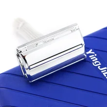 Двухсторонняя Безопасная бритва с бабочкой, металлическая бритва с синей пластиковой коробкой Yingjili 8206-M, хорошее качество, 100 шт./лот, новинка