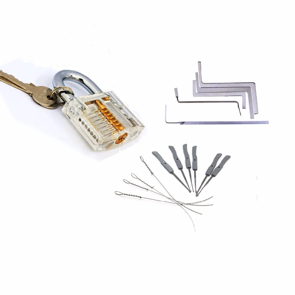 

Locksmith Tools Kit 3 In 1 Set Transparent Lock 5pcs Locksmith Wrench Tools 10pcs Locksmith Broken Key Extractor Tools