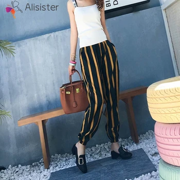 

2019 Boho Style Bohemian Striped Floral Print Pants Women Harem Trousers High Elastic Waist Pockets Loose Casual Plus Size Pants