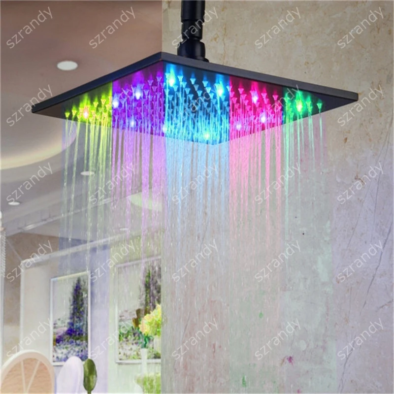 

Multicolor fast flashing 8 inch Stainless Steel Chromed LED Rain Shower Set