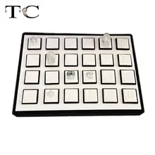 Кольца оптом лоток черный с белым 24 шоу кольца подставка-держатель выставочный стенд для украшений поддон стенд