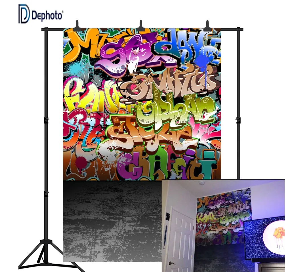 DePhoto Graffiti Hip Hop Style 80's 90's Party Pictorial Cloth Photography Background Computer-Printed Vinyl Backdrop PCK02 |