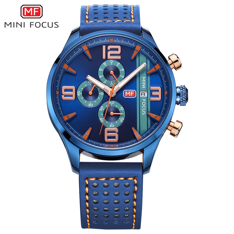 

MINI FOCUS Mens Watches Top Brand Luxury Sport Quartz-Watch Leather Strap Clock Men Waterproof Wristwatch relogio masculino