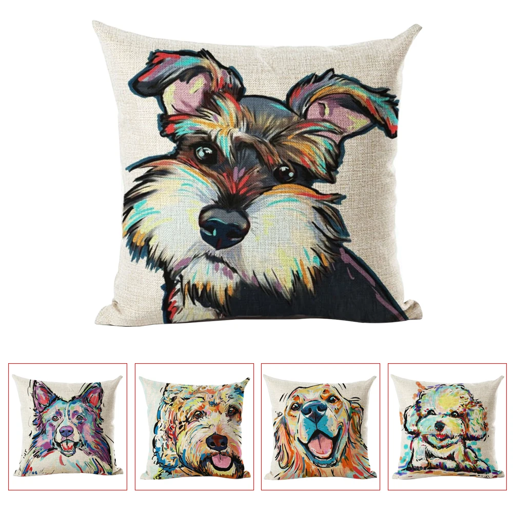 

Cute Cartoon Dog Square Sofa Throw Pillow Case Car Back Cushion Decor Covers