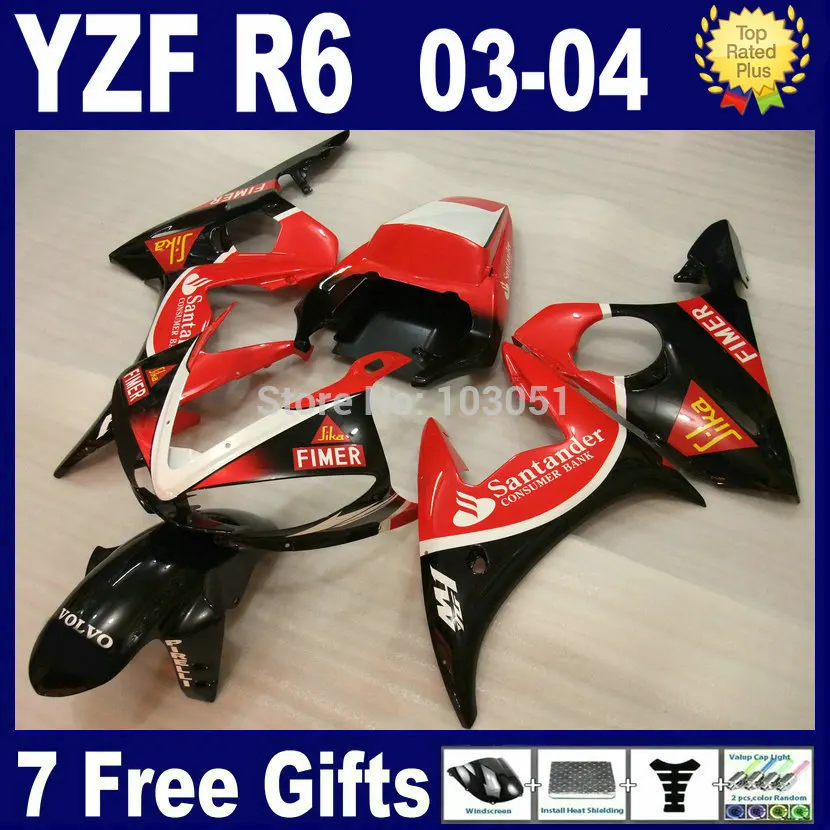 7 gifts motorcycle fairings set For Yamaha YZFR6 03 04 05 red  YZF R6 2003 2004 2005  2003 2004 2005 bodywork Fairing parts kit