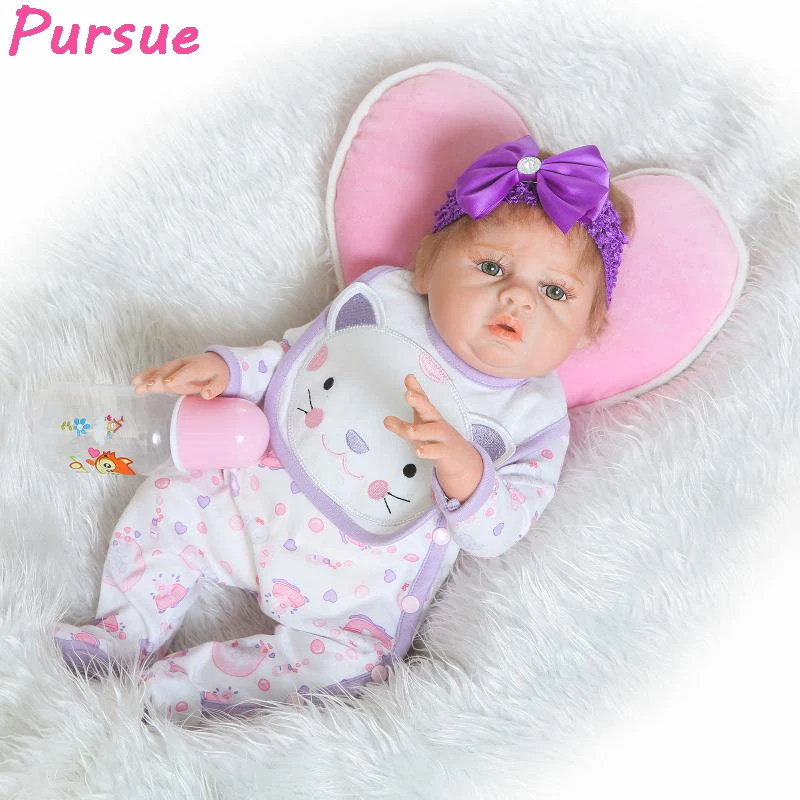 

Pursue 20 inch Purple Lifelike Baby Dolls Reborn Toddler Silicone Baby Doll Toys for Girls Boy bebe reborn com corpo de silicone