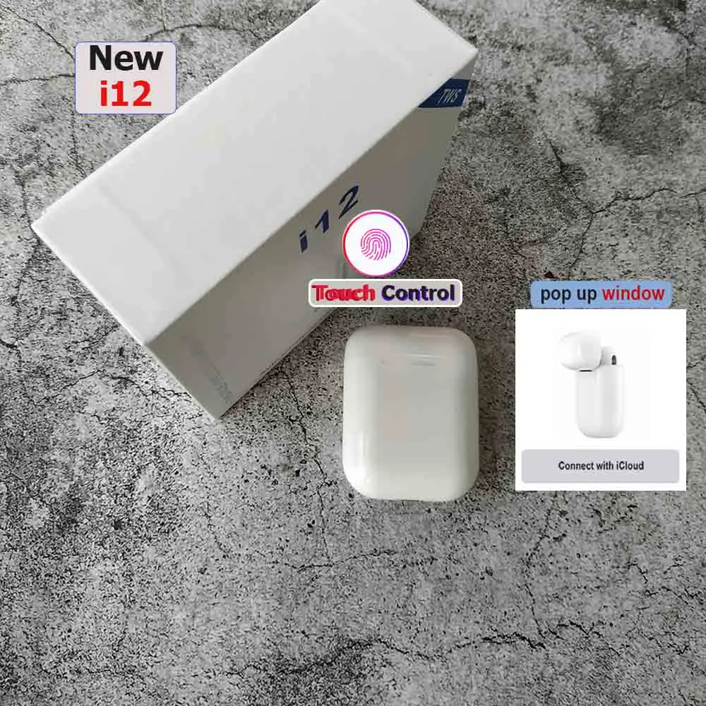

Original i12 TWS pop up earbuds mini Wireless Bluetooth 5.0 super bass earbuds for apple iphone xiaomi ear