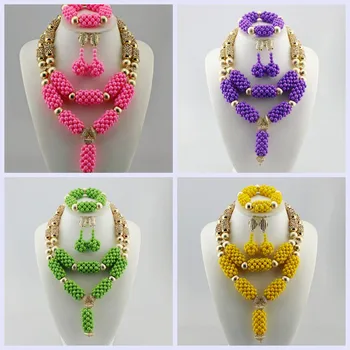 

High Quality Tribal Nigerian African Stones Beads Decor For Women Wedding Party Bridal Neck Decoration 4 Colours available CK84