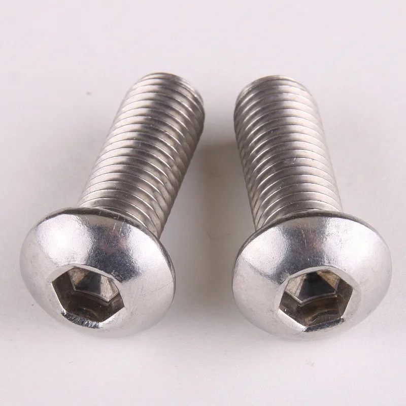 10PCS DIN7380 Button Head Socket Cap Screw 304 Stainless Steel Round