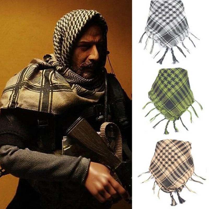 Зимний ветрозащитный шарф для пустыни арабские шарфы Для мужчин арабский палантины в стиле милитари тонкие хиджаб хлопок Тактический мусульманских Многофункциональный J019