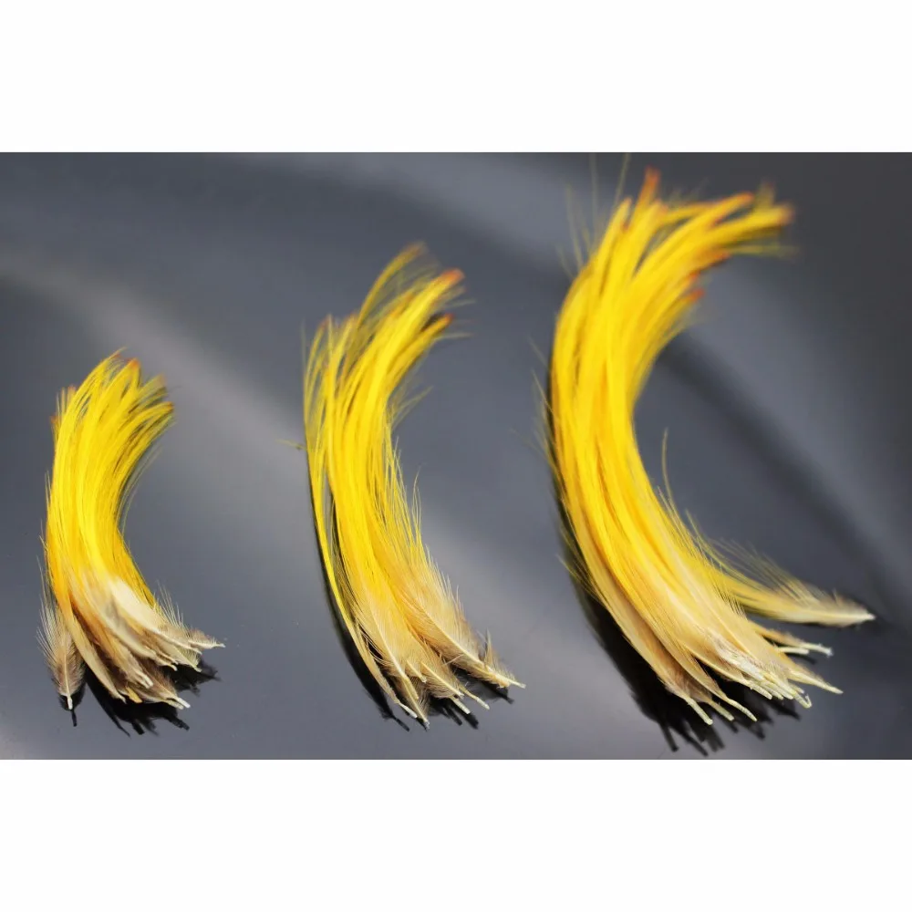 50 Pcs 3 Sizes Natural Golden Color Pheasant Crest Feather Fly Tying Materials
