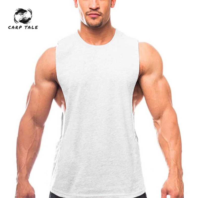 

2019 Brand Mens Solid Sleeveless Vest Summer Cotton Male Tank Tops Gyms Clothing Bodybuilding Undershirt Fitness Tank Tops
