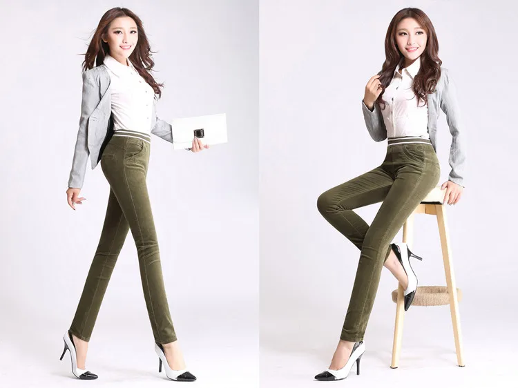 Новые осенние и зимние женские вельветовые брюки плюс бархатные брюки женские плюс размер высокая эластичная талия прямые брюки для женщин
