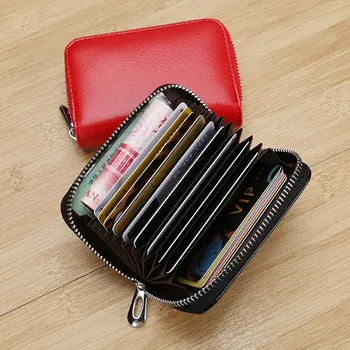 

Leather Zip Card Package 9 Cards Slots Organ Change Coins Holder Multi-function Card ID Holders