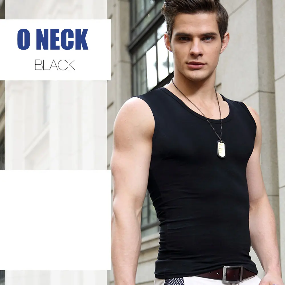 O Neck Black Новое поступление, летняя Мужская модная разноцветная майка из хлопка, повседневная майка для мужчин, бодибилдинг, фитнес, Мужская майка, Азиатский s-xxl - Цвет: O Neck Black