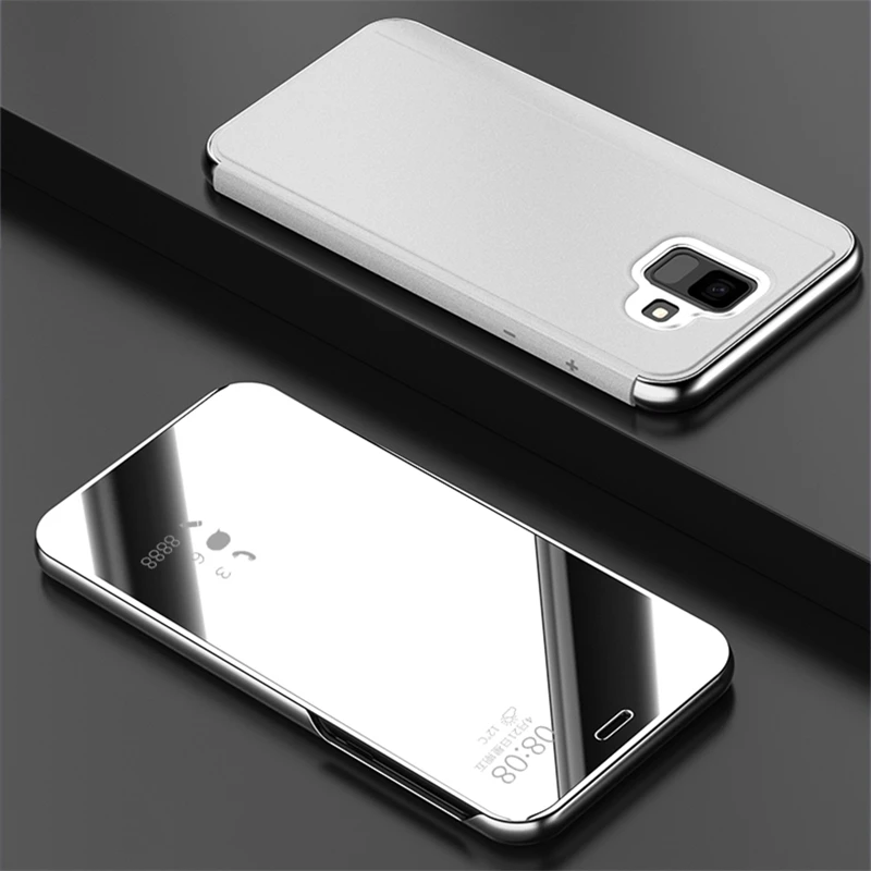Зеркальный флип чехол для Samsung Galaxy A6 Plus 2018 Edge Slim Smart Stand защитный 2018|Чехлы-книжки| |