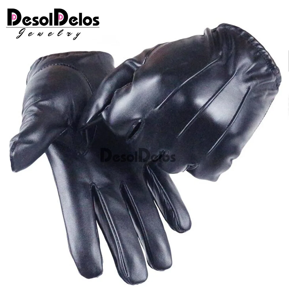 Men's Luxurious PU Leather Gloves Driving Black Touch Screen Gloves Fashion Brand Winter Warm Mittens New Drop Shipping