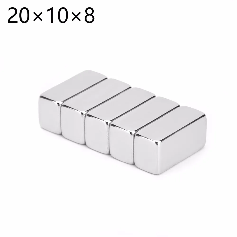100 шт. 20*10*8 N50 Блок 20 мм x 10 8 сверхмощные высококачественные редкоземельные магниты