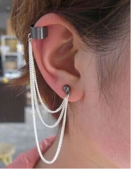 

New 2015 New Fashion black ear cuff for Women/Girl's jewelry gifts cool chain link contact clip earring