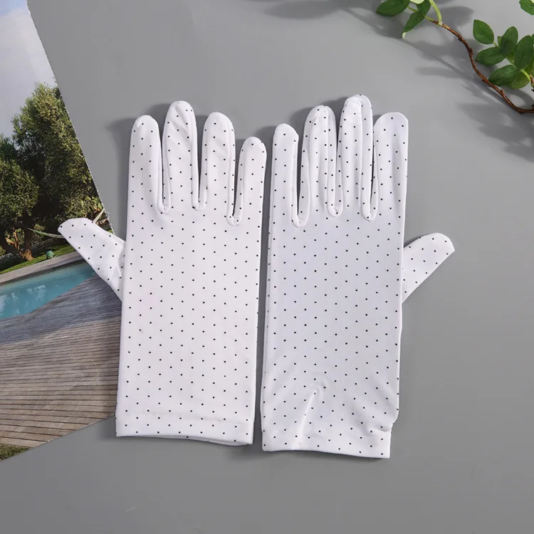 22 см, сексуальные женские перчатки в горошек, короткие перчатки для невесты, свадебные перчатки, Вечерние перчатки - Цвет: white