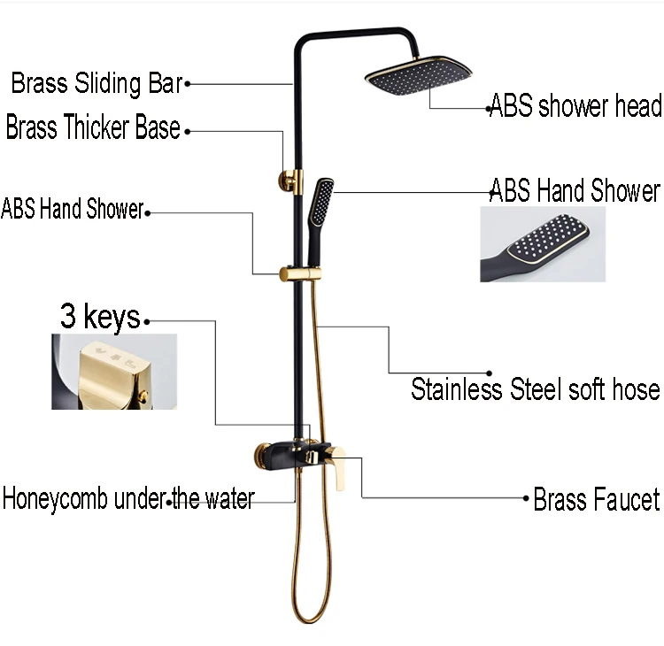 Набор для душа в туалете, Золотой смеситель для душа, бронзовый черный смеситель для душа, лучший подарок для нового украшения дома, кран для ванны