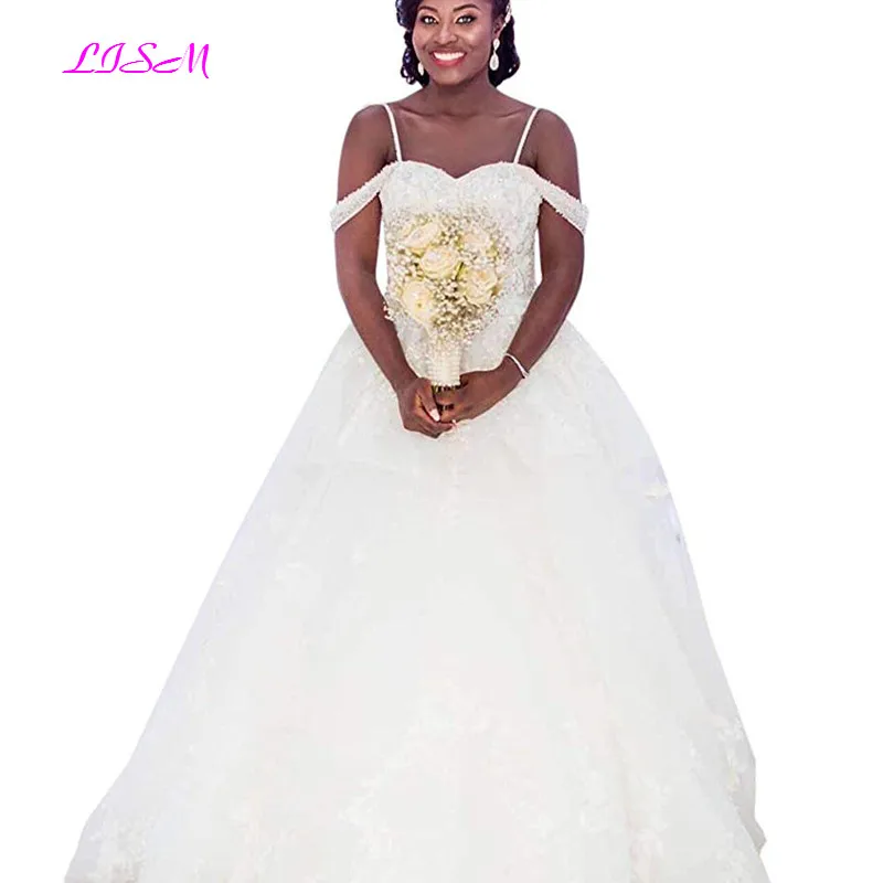 

Vintage Spaghetti Straps Tulle Long Wedding Dresses Sweetheart A-Line Bridal Gowns 2019 Africa Women Custom Made robe de mariee