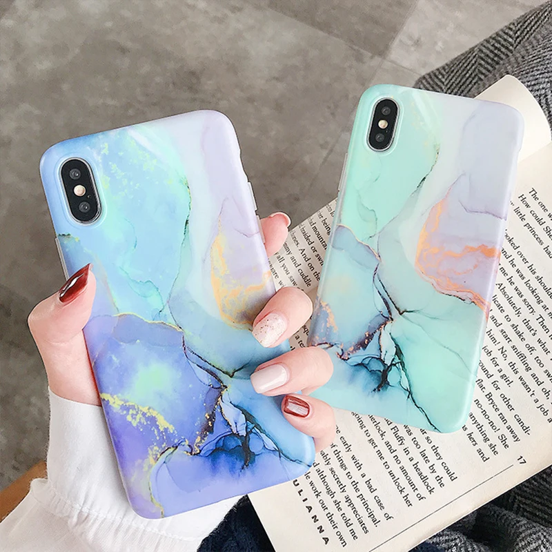 

Flow Color Marble Creative Cover For iPhone X XS XR XSMAX Soft Case For iPhone 6 6SP 7 8 7/8Plus Anti-Fall Soft Protective Cases