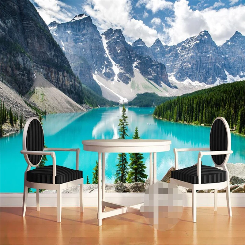 Beibehang Wallpaper home decoration background wall paper nature landscape snow lake 3D living room bedroom mural 3d wallpaper