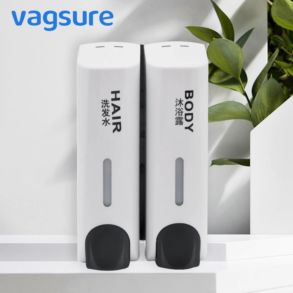 

Double Wall Mounted Liquid Soap Dispenser 350ML Bathroom Accessories ABS Plastic Detergent Shampoo Dispenser Hotel Soap Bottle
