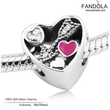 Ударенные привлекательные подвески в виде сердечек подходит для оригинального бренда браслет из стерлингового серебра 925 пробы DIY бусины для изготовления ювелирных изделий Berloque