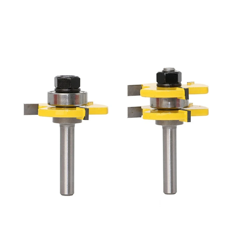 

2Pcs T Type 8Mm Trimming Knife Milling Cutter Three-Teeth Tool Professional Woodworking Wood Carving Tool Alloy Milling Cutter
