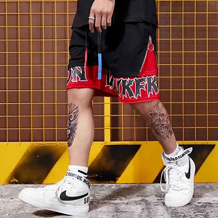 White Rue Short Bermuda D'été Patchwork red Shorts Masculina Taille Hommes 60d0013 Décontracté Punk Courtes Crossfit Mode Elastique BBrwqZR5