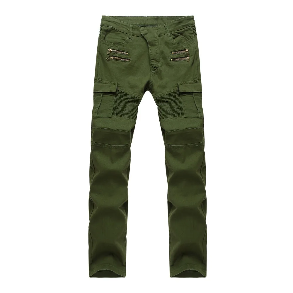 

2018 Dropshipping Jeans Men Casual Men Jeans Solid Color Biker Jeans Green Army Black Style Slim Fit Skinny Men Brand Clothing