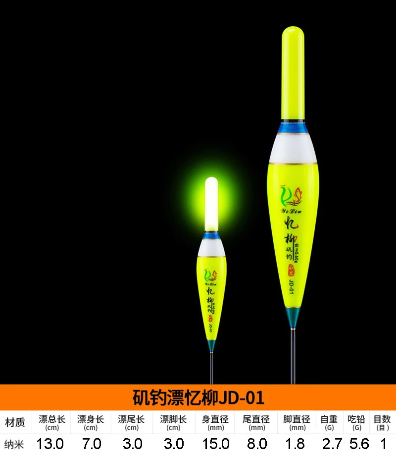 1 шт. светодиодный поплавок для рыбалки Balsa Деревянный светильник электронный поплавок для рыбалки соленая вода светящийся яркий поплавок pesca с CR425 A223 - Цвет: JD-01 yellow