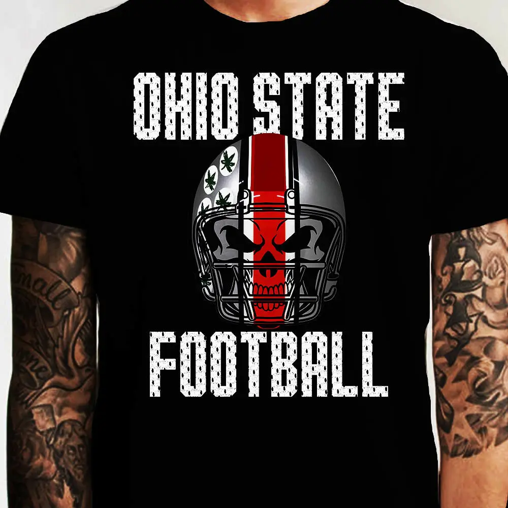 

Ohio State Football Skull Shirt T-Shirt Fan FREE SHIPPING Scarlet Grey Black Red