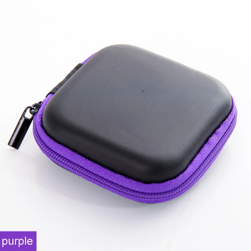 square purple Сумка для наушников хранение Твердый чехол для путешествий водонепроницаемый держатель для sd-карты коробка кабель наушники Ключ Монета Сумки - Цвет: square purple