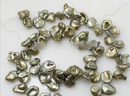 

Free shipping >>@ > baroque keshi green loose beads pearl strand 15" fashion Jewelry 5pc