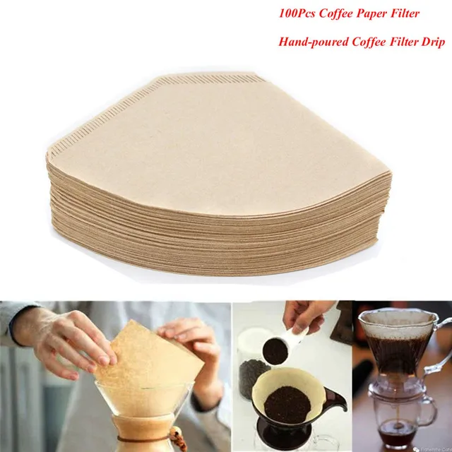 Cheap 100Pcs Eco Friendly Coffee Filter Papers Original Hand Drip Paper Espresso Coffee Tea Bag Strainer Green Tea Infuser