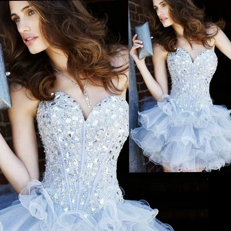 Новинка Небесно голубое короткое платье с блестками для девушек и женщин