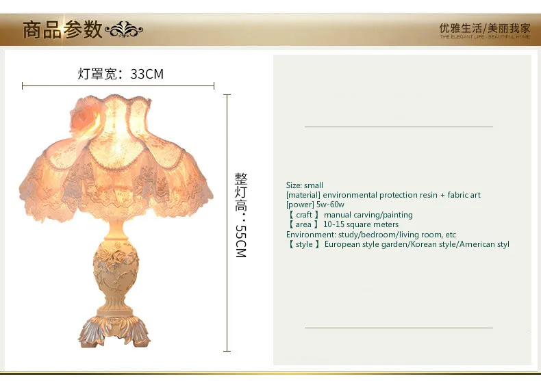 Креативная настольная лампа европейская классика Люкс Смола Ретро Искусство прикроватная лампа
