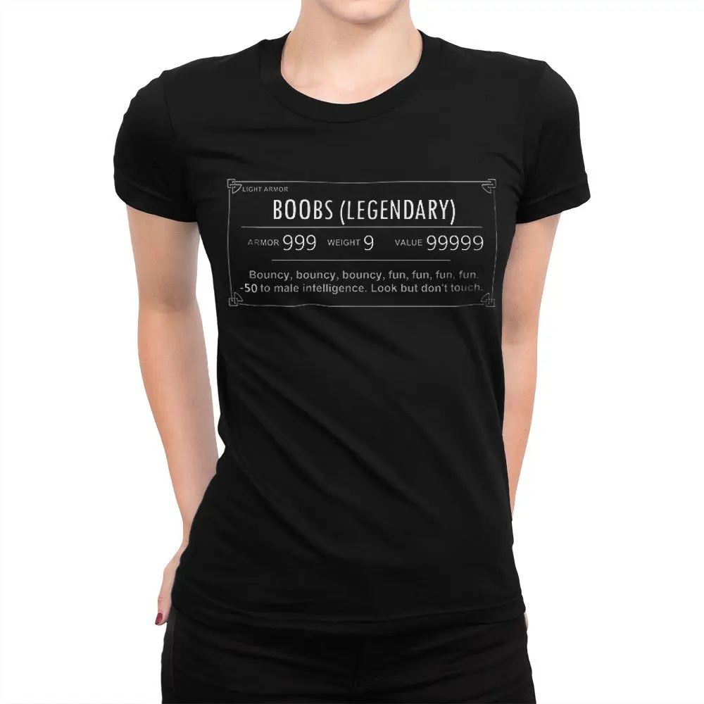 

Skyrim Boobs Legendary Funny T-shirt Women's All Sizes Women Brand Kawaii 2017 Summer Funny Casual Female Fantastic T Shirt